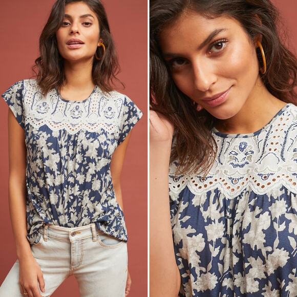 Anthropologie Postmark Penelope Printed Top Size Small - Picture 1 of 12